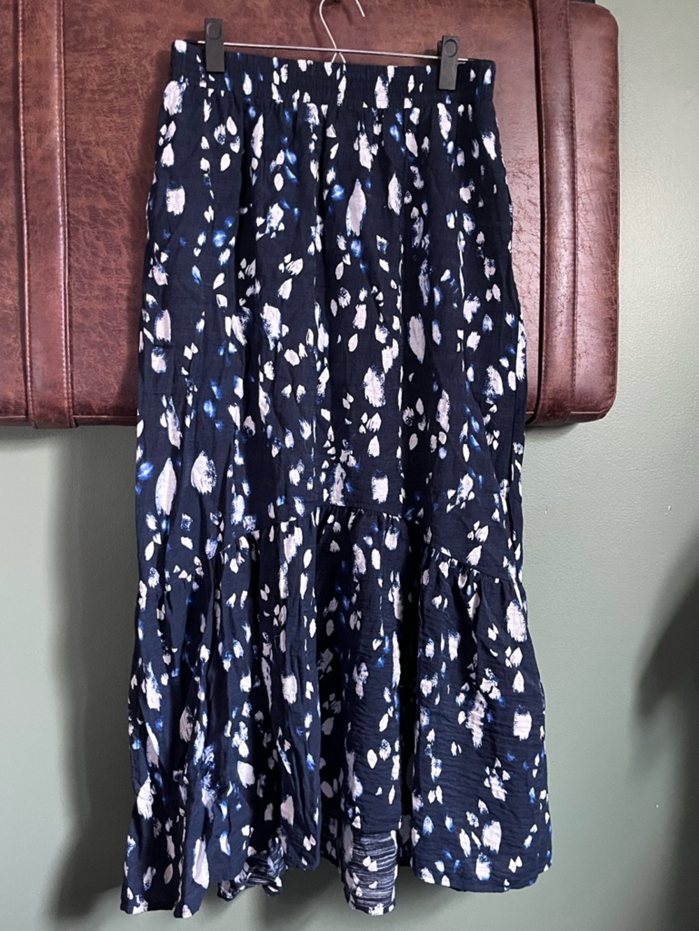 Navy Print Maxi Skirt